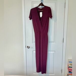 Zara Women’s Burgundy Short-Sleeve Jumpsuit